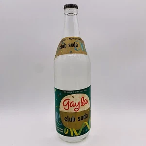 1967 Gayla Club FULL Soda Clear Glass Bottle 1 Pint Topco Sparkling Water VTG - Picture 1 of 19