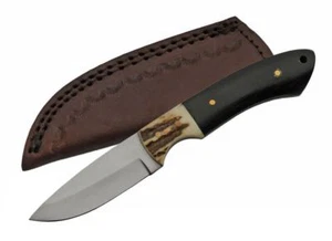 Jagdmesser | Rite Edge 3" Klinge schwarz Horn/Hirschhorngriff + Lederscheide - Bild 1 von 4