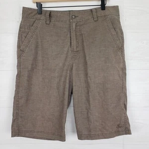 prAna Furrow Shorts Men' 33X11 Mud Lightweight Chino Stretch Actual 35X11 - Picture 1 of 12