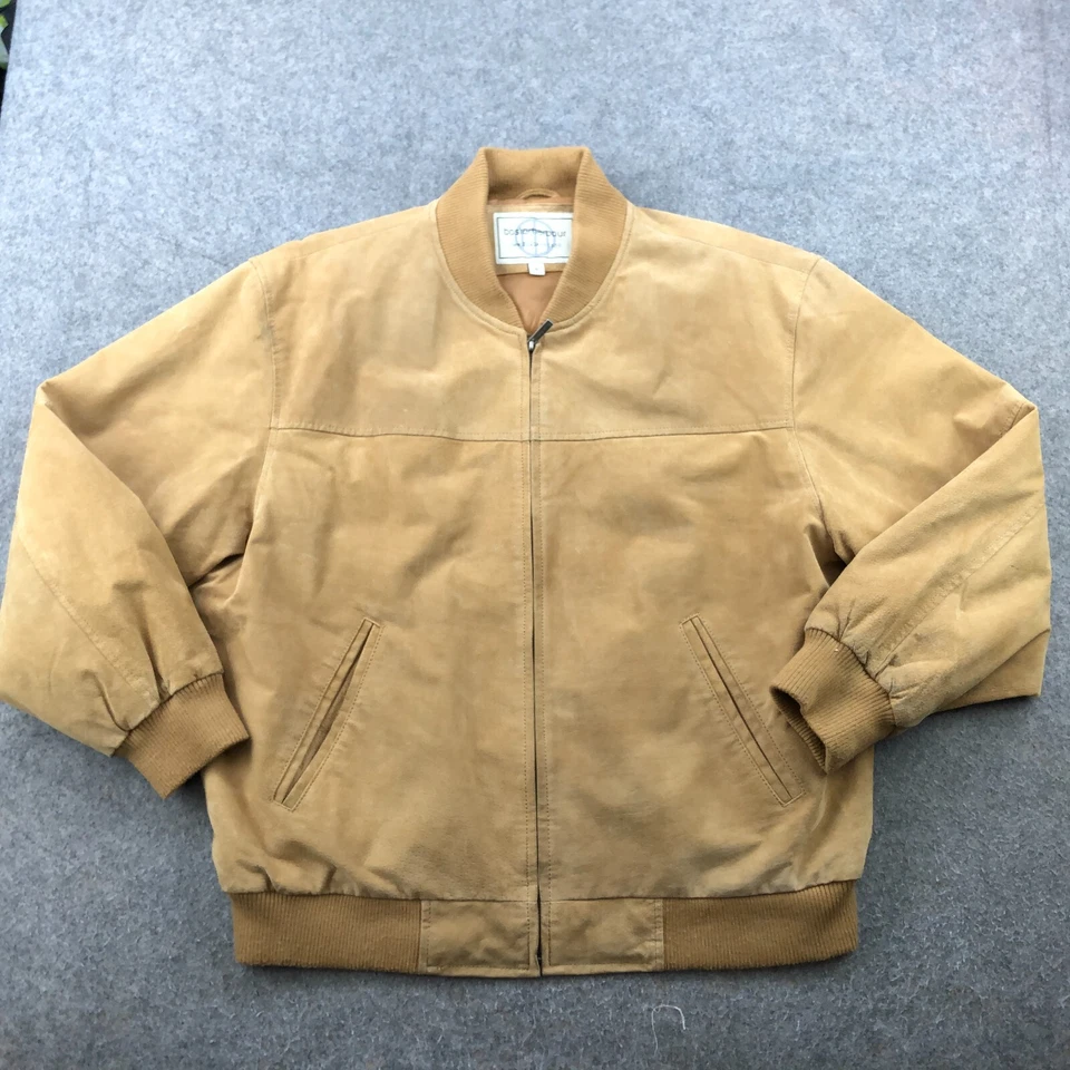 Boston Harbor Jacket Mens XL Beige Leather Bomber Zip Lined - Image 1 of 4