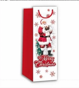 6 x Bottle Bags santa nd robin christmas gift bags 123 x 78 x 362mm - Picture 1 of 1