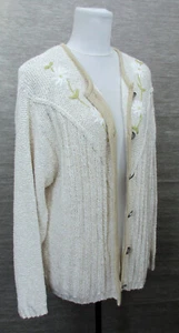 (A10)   Damen  Strickjacke Gr L in natur  mit Edelweiß - Bild 1 von 2