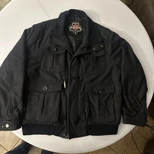 COOGI Jacket Mens 2XL Black Full Zip Long Sleeve Heavy Winter Coat Wool Blend - Picture 1 of 5