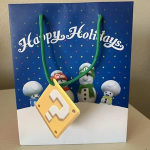 Super Mario Snowman Nintendo Happy Holidays Christmas Gift bag 7.5" x 9.5" - Picture 1 of 7