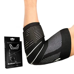 Venom Sports Fitness Premium Elbow Brace Compression Sleeve Support with Strap - Picture 1 of 6