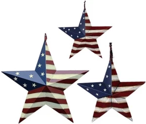 Ornaments 4th July Decoration Country Style (12"&16.5"&21") Patriotic Metal Star - Picture 1 of 5