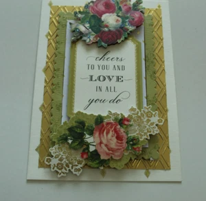 Anna Griffin Like " Cheers To You And In All You Do" Hand Made Layered Card - Picture 1 of 2