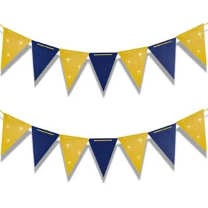 Navy and Gold Triangle Flag Banner 20 FT Party Decoration with 30 Flags - Picture 1 of 3
