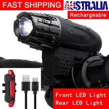 USB Rechargeable Warning Bike Bicycle Light LED Waterproof Front Rear Tail Lamp