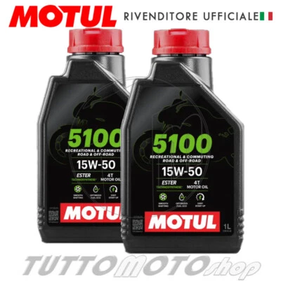 2 litri Olio Motore MOTUL 5100 15w50 4T MA2 Sintetico-x Moto Scooter ATV 4 Tempi - Immagine 1 di 4