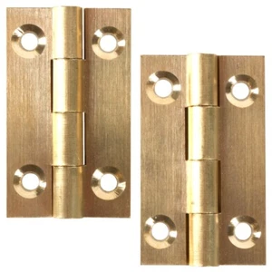 2x Mini 38mm/1.5" SOLID BRASS Butt Hinge Small Door Chest Box Trunk Dolls House - Picture 1 of 5