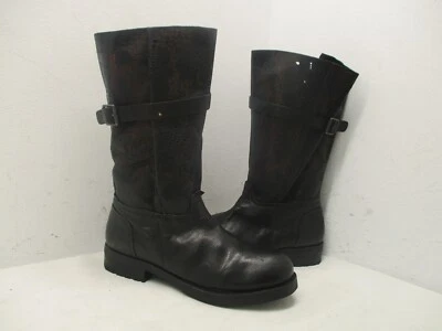 BACIO 61 Prolisso Black Lasser Cut Leather Mid Calf Boots Womens Size 7 M - Image 1 of 4