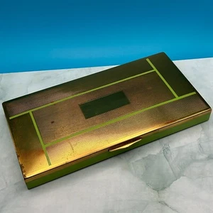 Vintage Art Deco Decorative Metal Cigarette Box Desk Tidy - Foto 1 di 15