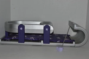 Bitty Baby by American Girl~Toboggan~Gray Purple~Pad Purple Gray Stars~19 L~G - Picture 1 of 6
