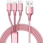 New 3 in 1 Fast USB Charging Cable Universal Multifunction Pink Phone Charger