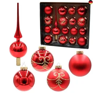 Dekohelden24 Lauschaer Christbaumschmuck-16er Set Kugeln inkl. 1 Baumspitze aus - Bild 1 von 9