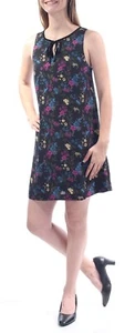 Kensie Tie V Neck Sleeveless Shift Dress Floral Black Multi M - Picture 1 of 4