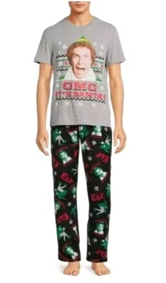 Elf Men Graphic T-Shirt and Pants Sleepwear Set 2-Piece Large OMG It's Santa ZI - Image 1 of 4