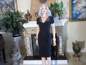 Dolce & Gabbana Black Silk Sheath Dress w/Front Lace & Mesh Accent Detail Size 8 - Picture 1 of 24