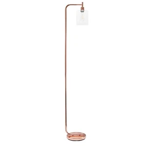 Simple Designs Modern Iron Lantern Floor Lamp with Glass Shade - Picture 1 of 33