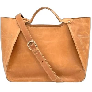 Schultertasche aus echtem Vollnarbenleder für Damen (hellbraun) - Bild 1 von 7