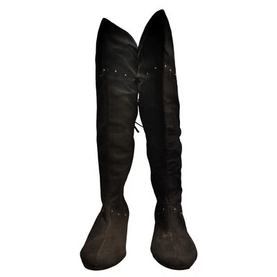 Botas de tacón Route 66 negras de gamuza con flecos Foto 1 de 4