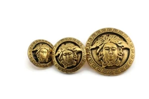 Un (1) bottone testa Medusa oro opaco disponibile in 3 taglie, bottone vintage - Foto 1 di 4