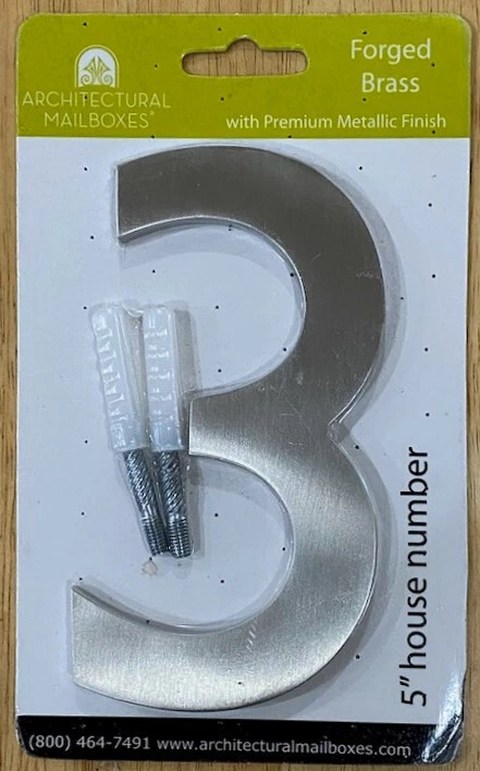 Architectural Mailboxes ~ Forged Brass ~ #3 ~ 5-Inch ~ Satin Nickel Finish ~ New - Image 1 of 2