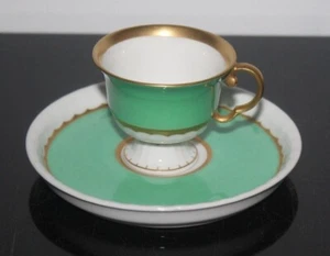 KPM, Berlin, Mokkatasse, Art Deco, grün, Zeptermarke,  selten, top, Reichsapfel - Bild 1 von 11