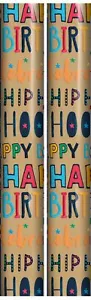 6 m Stecker Geschenk Verpackung Papier Rolle - 2x3m dunkelblau weiß & gold alles Gute zum Geburtstag - Bild 1 von 2