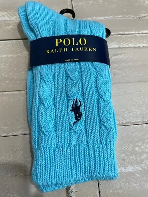 Calcetines de bota para mujer Polo Pony de Ralph Lauren 87% algodón de punto de cable turquesa Foto 1 de 3