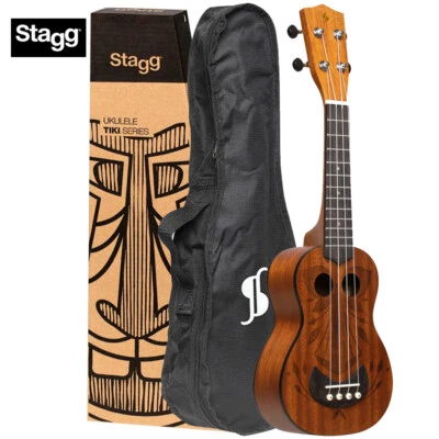 Stagg US-TIKI OH Tiki Series Soprano Sapele Top Ukulele w/ Black Padded Gig Bag - Image 1 of 3