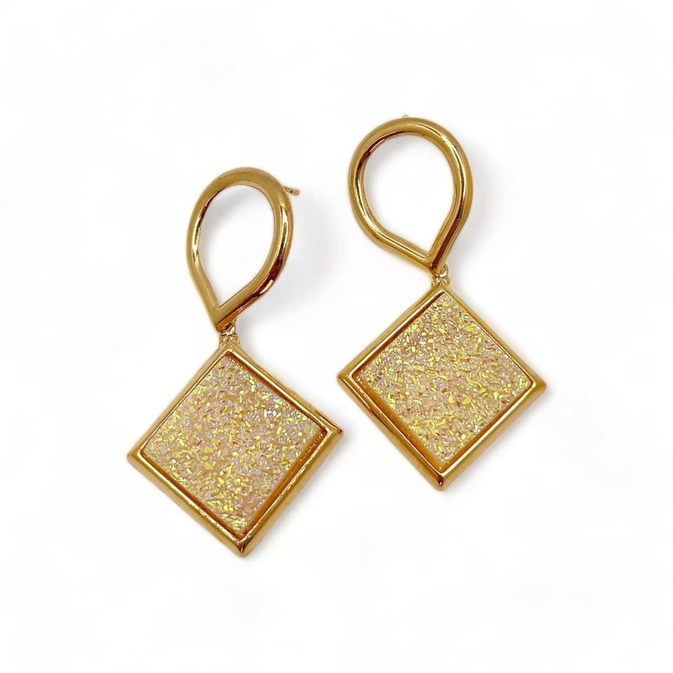 Pendientes colgantes brasileños rellenos de oro de 18k con piedra de color oro Foto 1 de 1