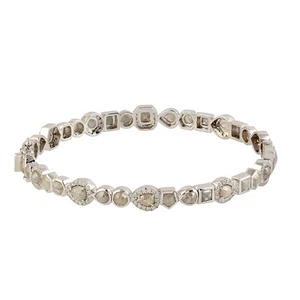 Brazalete brazalete de diamantes de hielo de 7,52 quilates de oro blanco de 18 k - Imagen 1 de 4