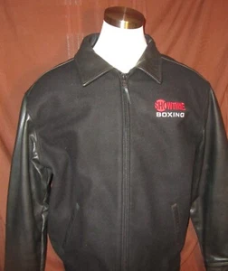 Chaqueta Universitaria Showtime Boxeo Para Hombre De Colección, Mezcla de Lana Cuero, Negra, Talla L - Imagen 1 de 5