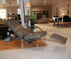 IP Design Relaxsessel Curve Leder Elefante Grau Gestell Stahlrundrohr  - Bild 1 von 5