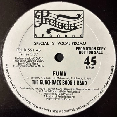The Gunchback Boogie Band Funn Original 1982 Promo Prelude Records NM 12" Single - Imagem 1 de 3