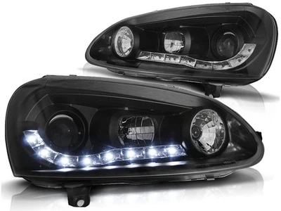 LED Tagfahrlicht Design Scheinwerfer für VW Golf 5 03-09 schwarz - Bild 1 von 2