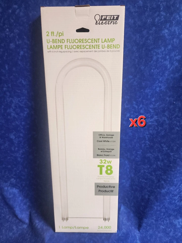 6 Feit Electric F32T8/841/U6 32W 3500K T8 U-Bend Fluorescent Bulb NEW - Image 1 of 1