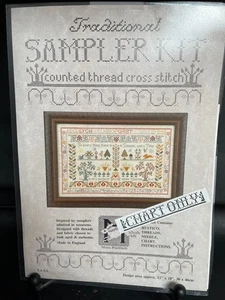 Time and Season Sampler Cross Stitch Chart w/Fabric Moira Blackburn/UK - Picture 1 of 9