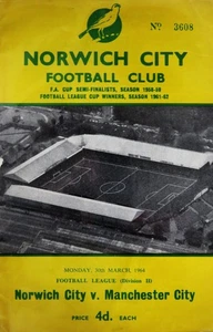 Norwich City v Manchester City 1963-64 - Division 2 - 30 March 1964 - Picture 1 of 1