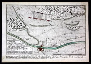 1759 Kassel Fulda Mappa Battaglia Incisione Stampa Antica Friedrich Mappa Battle - Picture 1 of 1