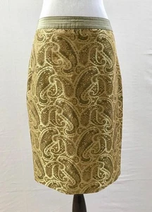 Falda recta Anthropologie Badgley Mischka talla 8 dorada cachemira seda texturizada - Imagen 1 de 7