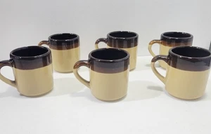 Vintage Keramik Steinzeug Kaffeetassen Hergestellt in Taiwan 6er Set Braun Hellbraun 8 Unzen - Bild 1 von 5