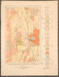 Goldfield Nevada Geologic Map Region Adjacent USGS 1909 - Picture 1 of 2