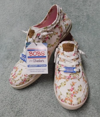 Sketchers Bobs B Lindo Zapato Floral Beso Talla 7.5 Flores Rosa Verde Foto 1 de 4