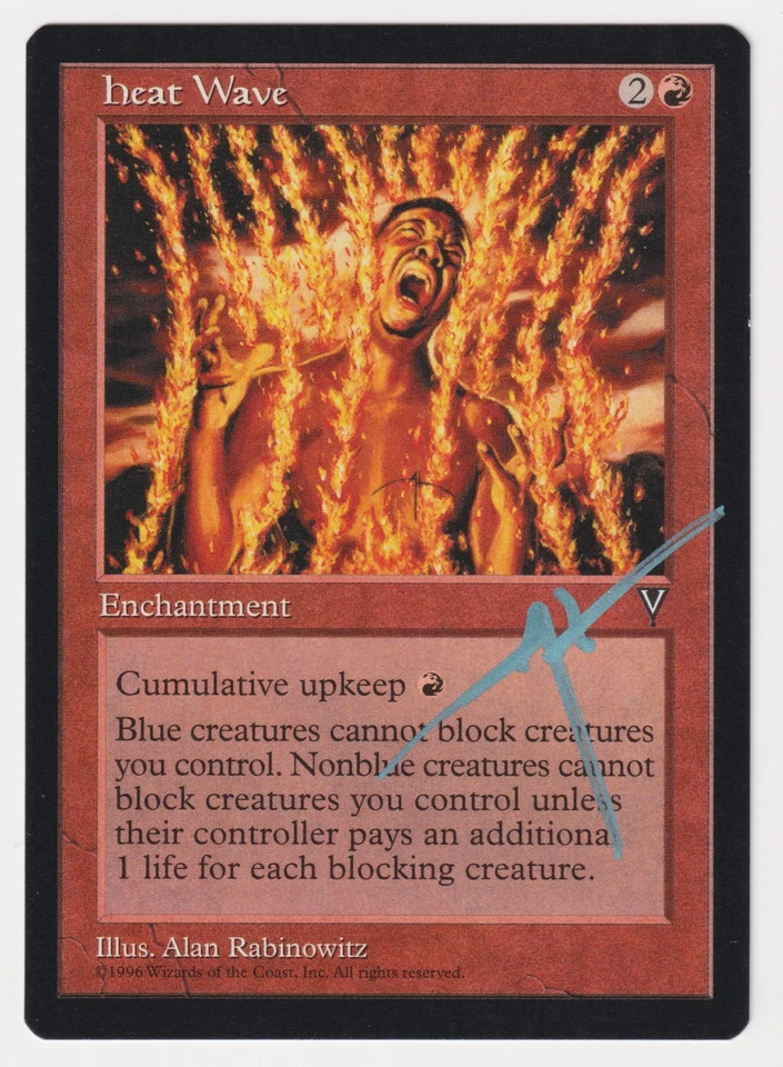 Metallic Teal Signed Heat Wave LP Visions Artist Alan Rabinowitz 1996 MTG Magic! - Image 1 of 2