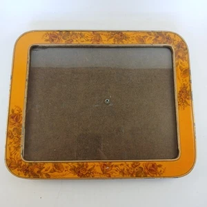 Vintage 8x10 Gold Floral Lucite Metall Emaille Fotorahmen Gelb MCM SCHWER defekt - Bild 1 von 14