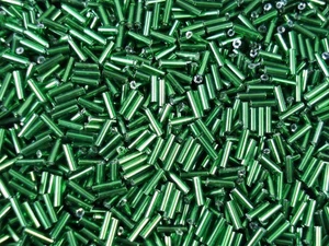 Bugle Beads 6mm Green Silver Lined 1kg Glass Tube Hollow DIY Jewellery - Picture 1 of 2