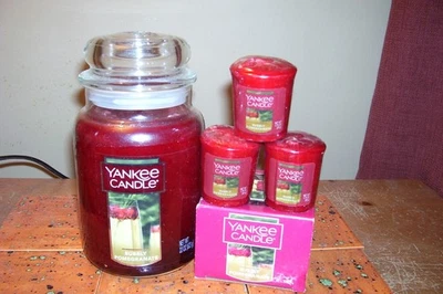 yankee candle 22oz JAR BUBBLY POMEGRANATE + 3 VOTIVES + TEALIGHTS - Image 1 of 4